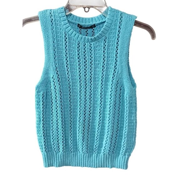 Dunnes Stores Sleeveless Knitted Tank Top turquoise Size Small - Picture 6 of 9